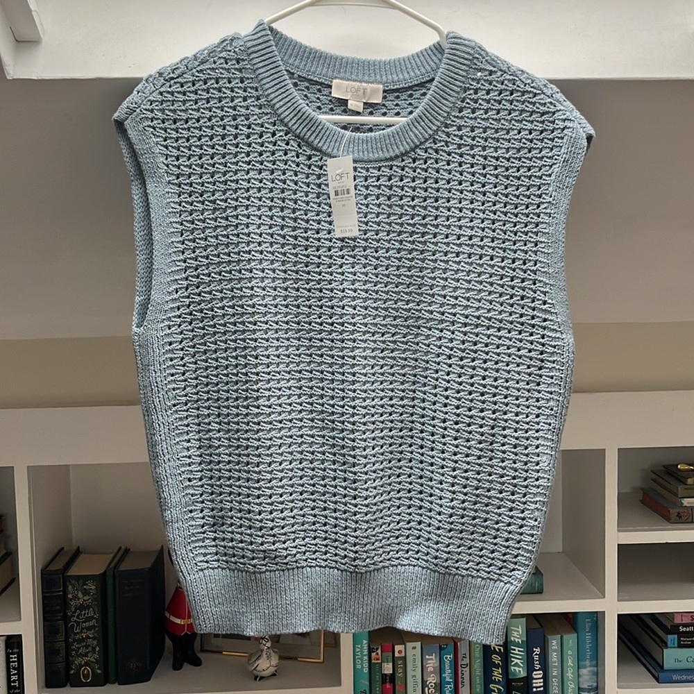Loft Sleeveless Crochet Sweater